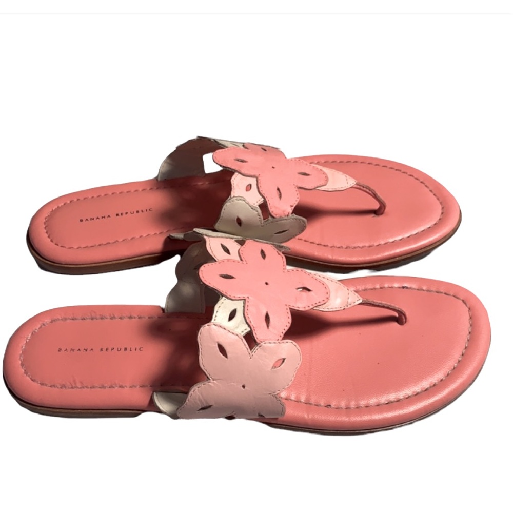 Banana Republic Floral Leather Thong Sandals
